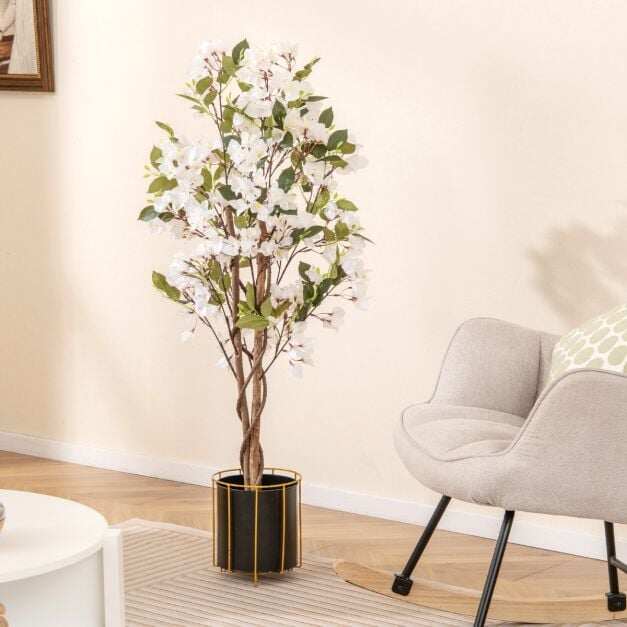 120 cm kõrgune kunstlill-bougainvillea õitsvate õitega - valge