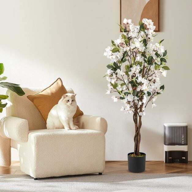 120 cm kõrgune kunstlill-bougainvillea õitsvate õitega - valge