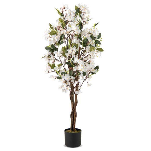 120 cm kõrgune kunstlill-bougainvillea õitsvate õitega - valge