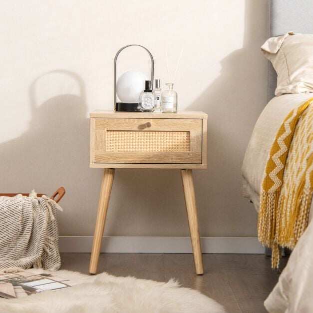 Boho öökapp käsitsi kootud rotangist kaunistustega - naturaalne