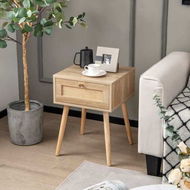 Boho öökapp käsitsi kootud rotangist kaunistustega - naturaalne