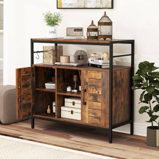 Credenza mobile bar con ante e vani aperti