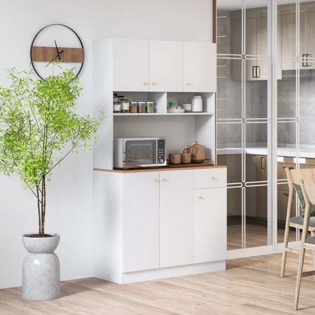 180 cm Tall Pantry Cabinet with Outlets USB Ports-White
