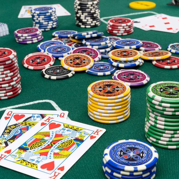 Pokkerižetoonide komplekt alumiiniumkarbis Texas Hold’em pokkerikomplekt – hõbedane