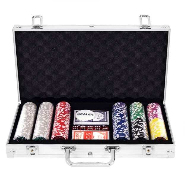 Pokkerižetoonide komplekt alumiiniumkarbis Texas Hold’em pokkerikomplekt – hõbedane