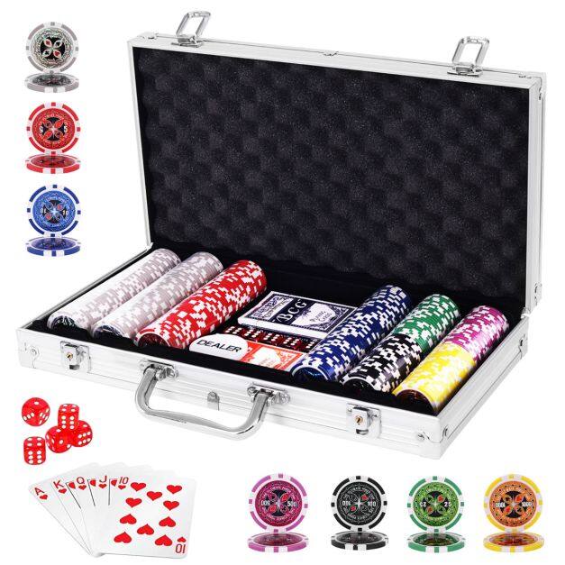 Pokkerižetoonide komplekt alumiiniumkarbis Texas Hold’em pokkerikomplekt – hõbedane