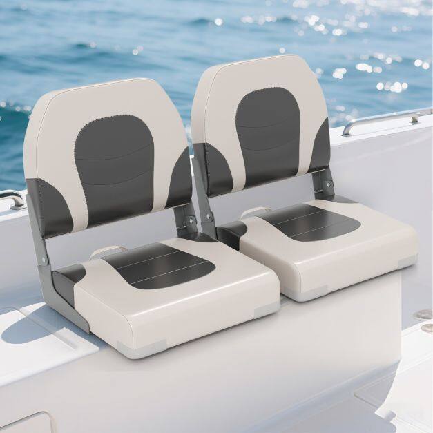 Set of 2 folding boat chairs with low backrest, boat seat, padded helm chair Set of 2 folding boat chairs with low backrest, boat seat, padded helm chair