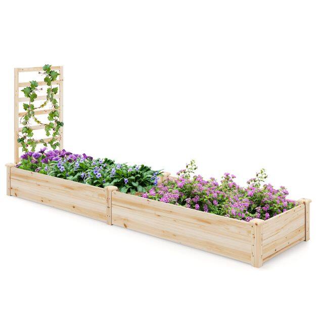 235x63x102 cm kuusepuidust köögiviljaaia ruudukujuline võre avatud alusega isetegemise maalimine ronitaimede, puuviljade, lillede ja köögiviljade, naturaalse värvusega
