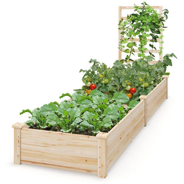 235x63x102 cm kuusepuidust köögiviljaaia ruudukujuline võre avatud alusega isetegemise maalimine ronitaimede, puuviljade, lillede ja köögiviljade, naturaalse värvusega