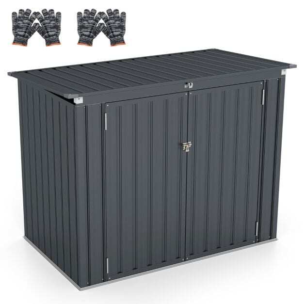 Prügikasti kast kahele prügikastile. Tsingitud metallist prügikast. Kahe uksega prügimaja.