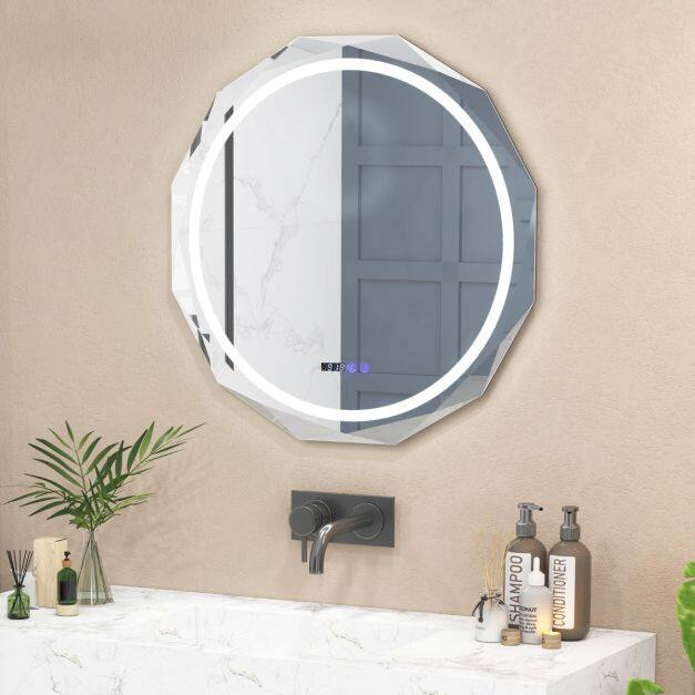 Costway Wall Mounted Mirror with Dimmable 3-Color Lights and Memory Function Costway Wall Mounted Mirror with Dimmable 3-Color Lights and Memory Function