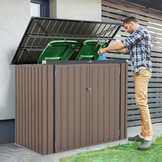 Väliprügikastide hoiukuur kahekordse avaga - tumehall