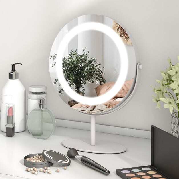 25 CM LED Lighted Makeup Vanity Mirror with Touch Screen-White