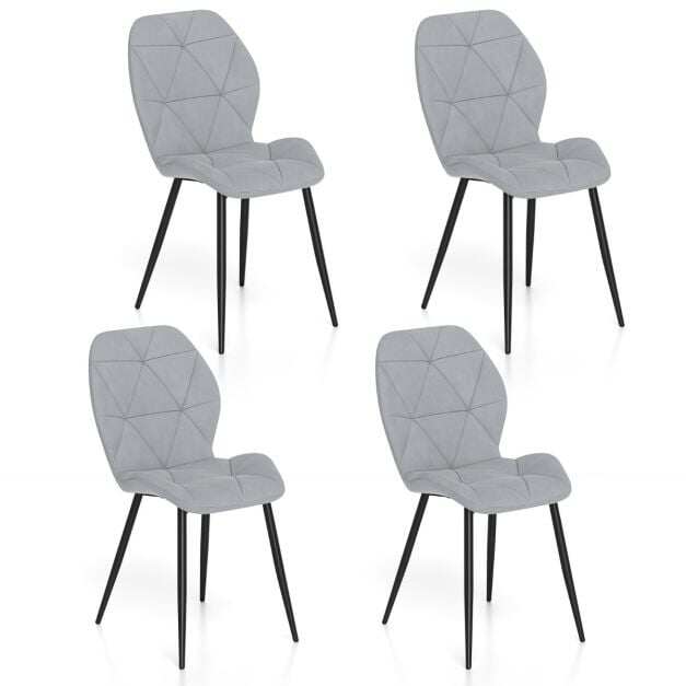 Costway Upholstered Dining Chair Set of 4 with Ergonomic Backrest and Curved Seat-Grey Costway Upholstered Dining Chair Set of 4 with Ergonomic Backrest and Curved Seat-Grey