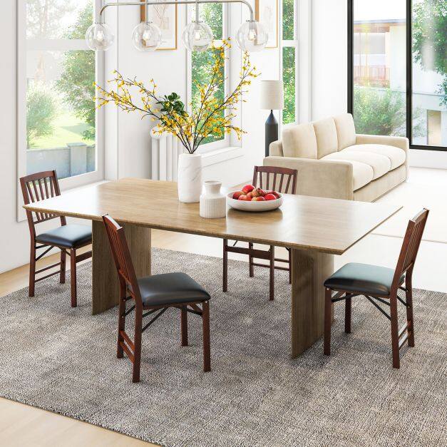 Dining Chair Set of 4 Folding Chairs with Padded Seat and Rubber Wood Frame