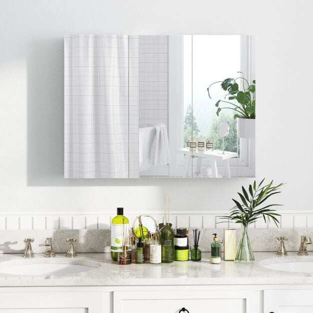 Medicine Cabinet with Mirror Frameless Bathroom Wall Mounted Mirror Cabinet-White Medicine Cabinet with Mirror Frameless Bathroom Wall Mounted Mirror Cabinet-White