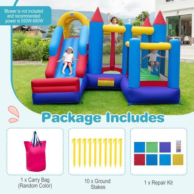 Inflatable Bounce Castle with Climbing Wall and Long Slide Without ...