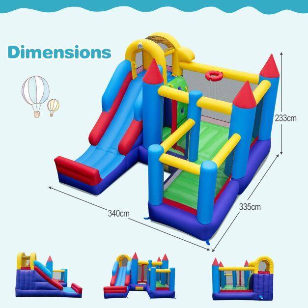 Inflatable Bounce Castle with Climbing Wall and Long Slide Without ...