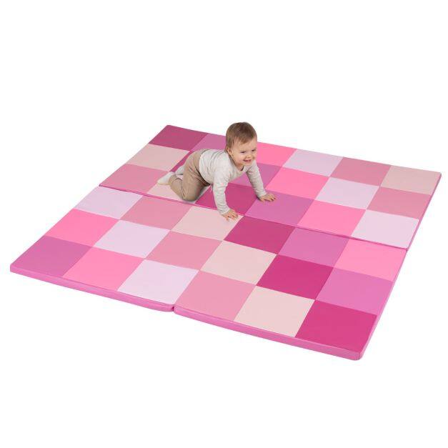 Kokkupandav Patchwork Väikelapse Aktiivsusmatt Veekindla Kunstnahaga - Roosa