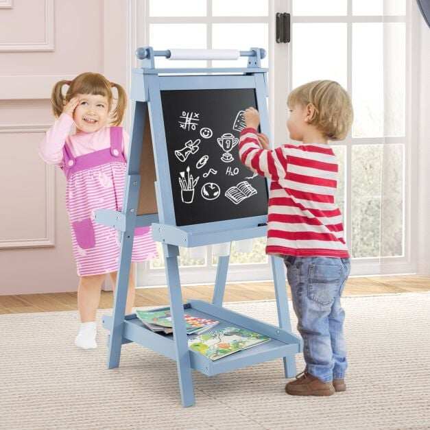 3-in-1 Double-sided Art Easel Foldable Easel for Kids-Blue 3-in-1 Double-sided Art Easel Foldable Easel for Kids-Blue