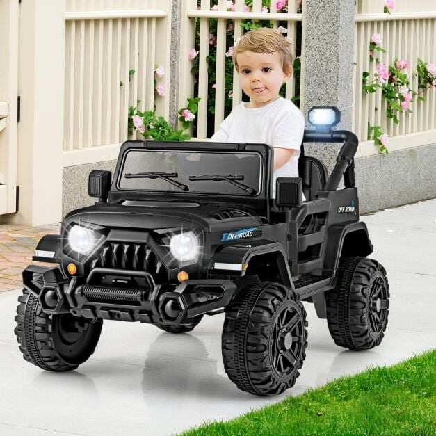 12V Kids Ride on Truck with Remote Control and 3 Speeds-Black