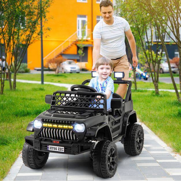 3 Speeds Battery Powered Kids Ride on Truck Car with Parental Remote-Black 3 Speeds Battery Powered Kids Ride on Truck Car with Parental Remote-Black