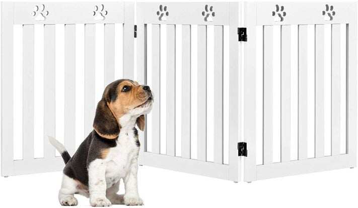 Immagine prodotto - Cancelletto pieghevole per cani a 3 pannelli bianco