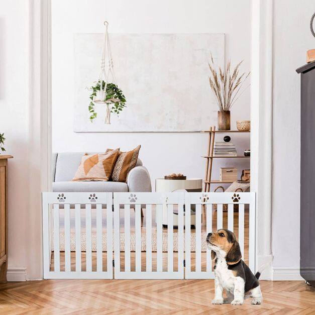 3-paneeliga kokkupandav lemmikloomavärav - valge