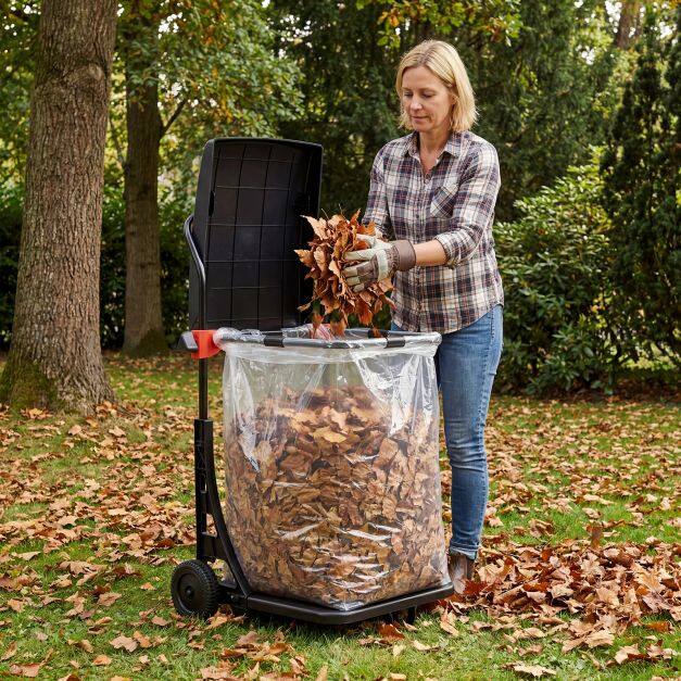 Costway Trash Bag Holder with Wheels Moving Leaf Bag Stand Cart Yard Waste Can with Lid Costway Trash Bag Holder with Wheels Moving Leaf Bag Stand Cart Yard Waste Can with Lid