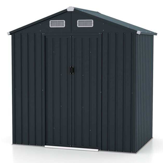 193 x 129 x 196 cm tööriistakuur, aiakuur kaldus katusega, lükandustega, ventilatsiooniavadega, hall tsingitud metallraam