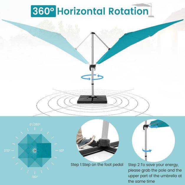300 cm terrassi konsoolvari 360° pöörlemise ja reguleeritava kaldega - sinine