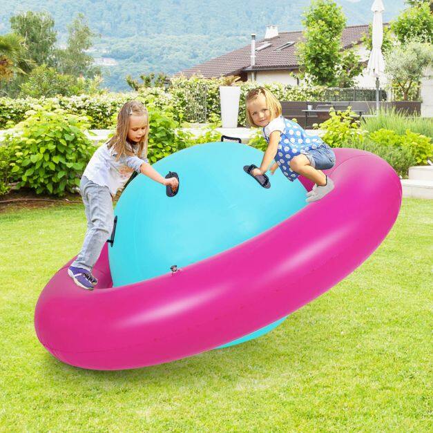 Inflatable Dome Rocker Bouncer for Kids with 6 Built-in Handles-Pink Inflatable Dome Rocker Bouncer for Kids with 6 Built-in Handles-Pink