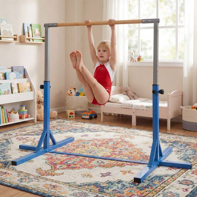 Võimlemiskang, horisontaalne kang 12 kõrguse reguleerimisvõimalusega vahemikus 85-145 cm, sinine
