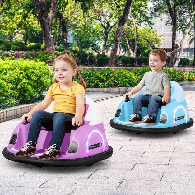 12V Kids Ride on Bumper Car with Flashing Lights and Remote Control-Blue