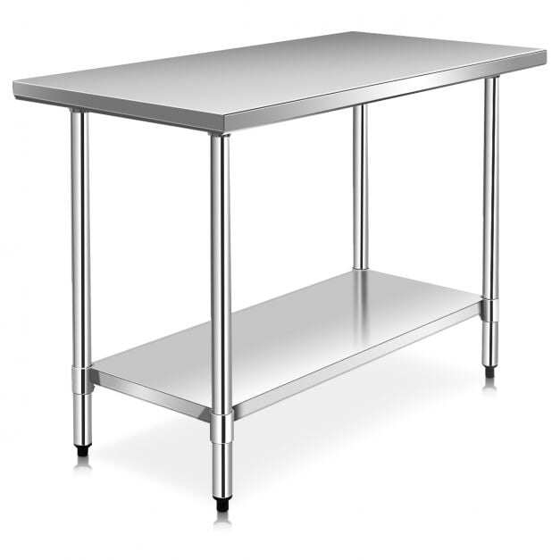 Roostevabast terasest köögilaud, töölaud, gastrolaud, roostevabast terasest laud, 122x61x90cm