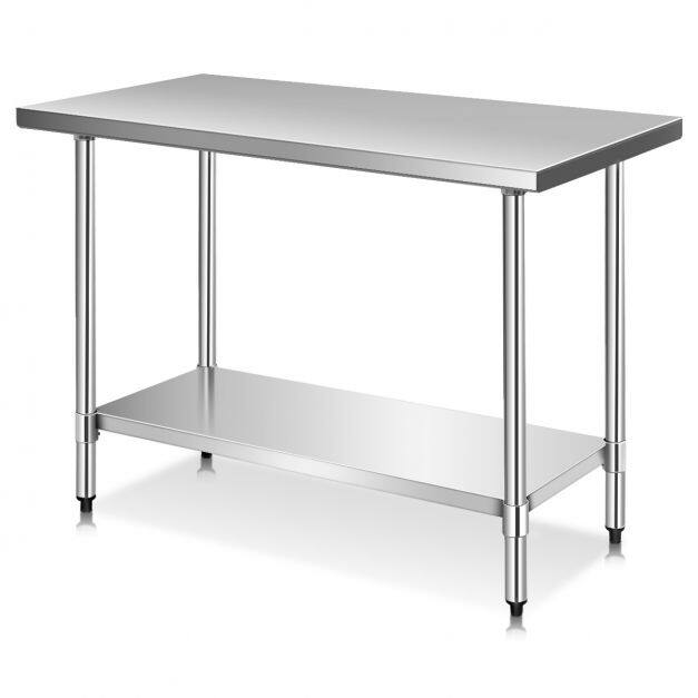 Roostevabast terasest köögilaud, töölaud, gastrolaud, roostevabast terasest laud, 122x61x90cm