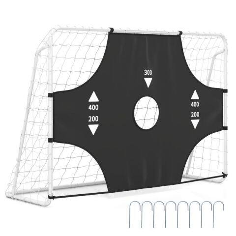 Jalgpallivärav eemaldatava sihtmärgiseinaga, käsipallivärav 5 laskeaugu ja kinnitussüsteemiga, valge, 215 × 77 × 152 cm