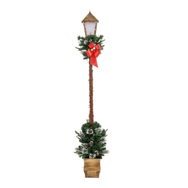 6.1 FT Christmas Pre-lit Street Lamp with Artificial Greenery 6.1 FT Christmas Pre-lit Street Lamp with Artificial Greenery