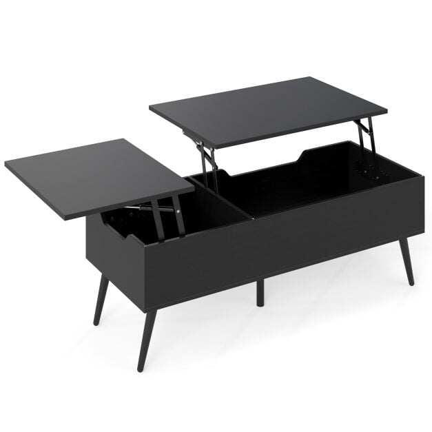 Costway Modern Center Table with 2 Hidden Compartments and Metal Legs Table, Coffee Table with Lift Top Black Costway Modern Center Table with 2 Hidden Compartments and Metal Legs Table, Coffee Table with Lift Top Black