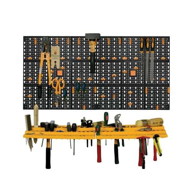 Costway Wall Tool Storage Kit with 2 Storage Shelves and 50 Hooks Costway Wall Tool Storage Kit with 2 Storage Shelves and 50 Hooks