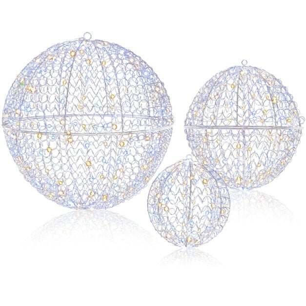 3 Pieces Lighted Christmas Balls with Light Color and 8 Dynamic Modes