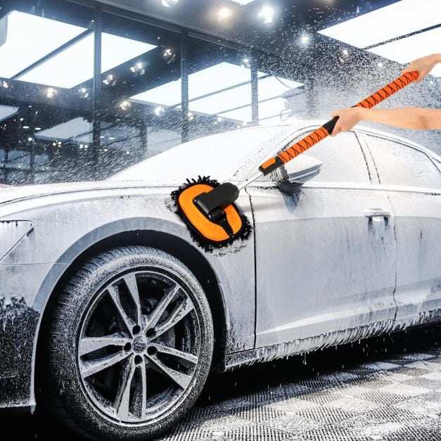 132 cm autopesuhari pikendatava käepidemega, sõiduki puhastuskomplekt - oranž