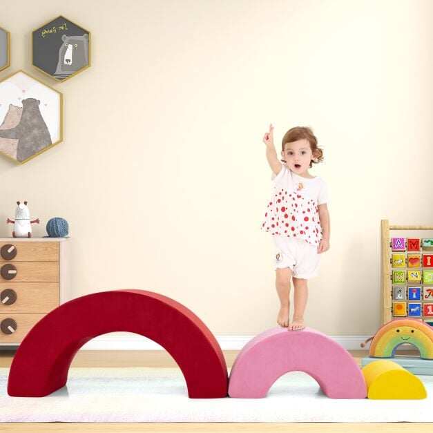 3 Piece Toddlers Climbing Toys with Elastic Filling-Red