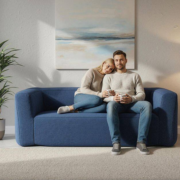 Täispuhutav matkadiivan eemaldatava katte ja avara istmega, kaasaskantav kahekohaline elutoa tugitool sinine