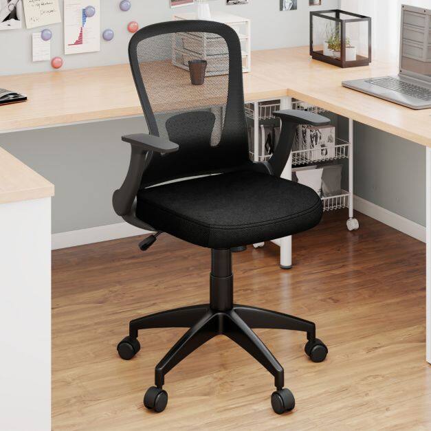 Ergonoomiline võrgust kontoritool reguleeritava seljatoega - must