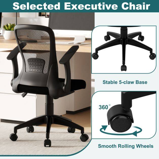 Ergonoomiline võrgust kontoritool reguleeritava seljatoega - must