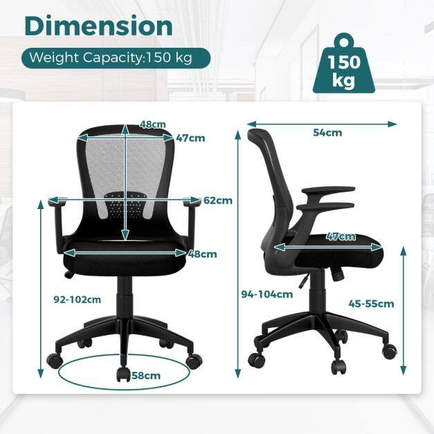 Ergonoomiline võrgust kontoritool reguleeritava seljatoega - must