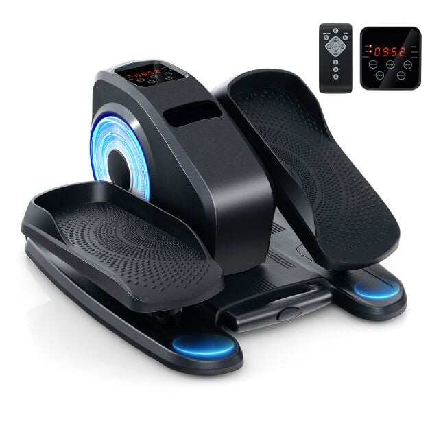 Costway Under Desk Elliptical Machine with Display Screen and Remote Control-Grey Costway Under Desk Elliptical Machine with Display Screen and Remote Control-Grey