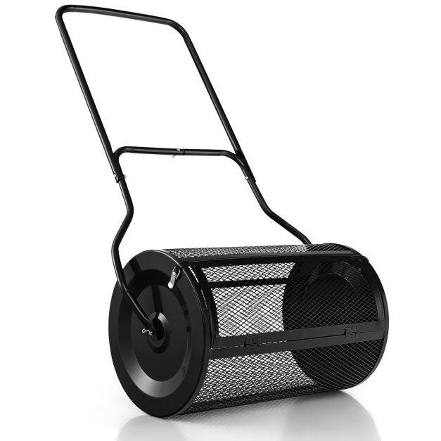 27 Inch Compost Spreader with Upgrade U-shaped Handle-Black