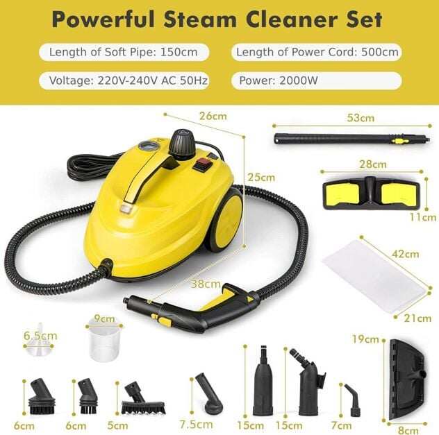 2000W 1.8L Multipurpose Adjustable Steam Cleaner with 13 Accessories 2000W 1.8L Multipurpose Adjustable Steam Cleaner with 13 Accessories